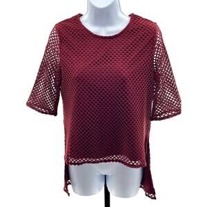 NWT Sabo Skirt Plum Mesh High Low Pull Over Tunic Top Sz XS